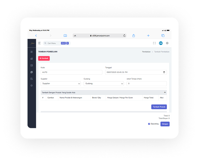 Dashboard Jemari Point