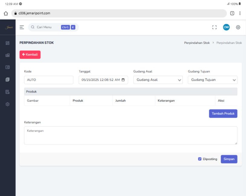 perpindahan stok
